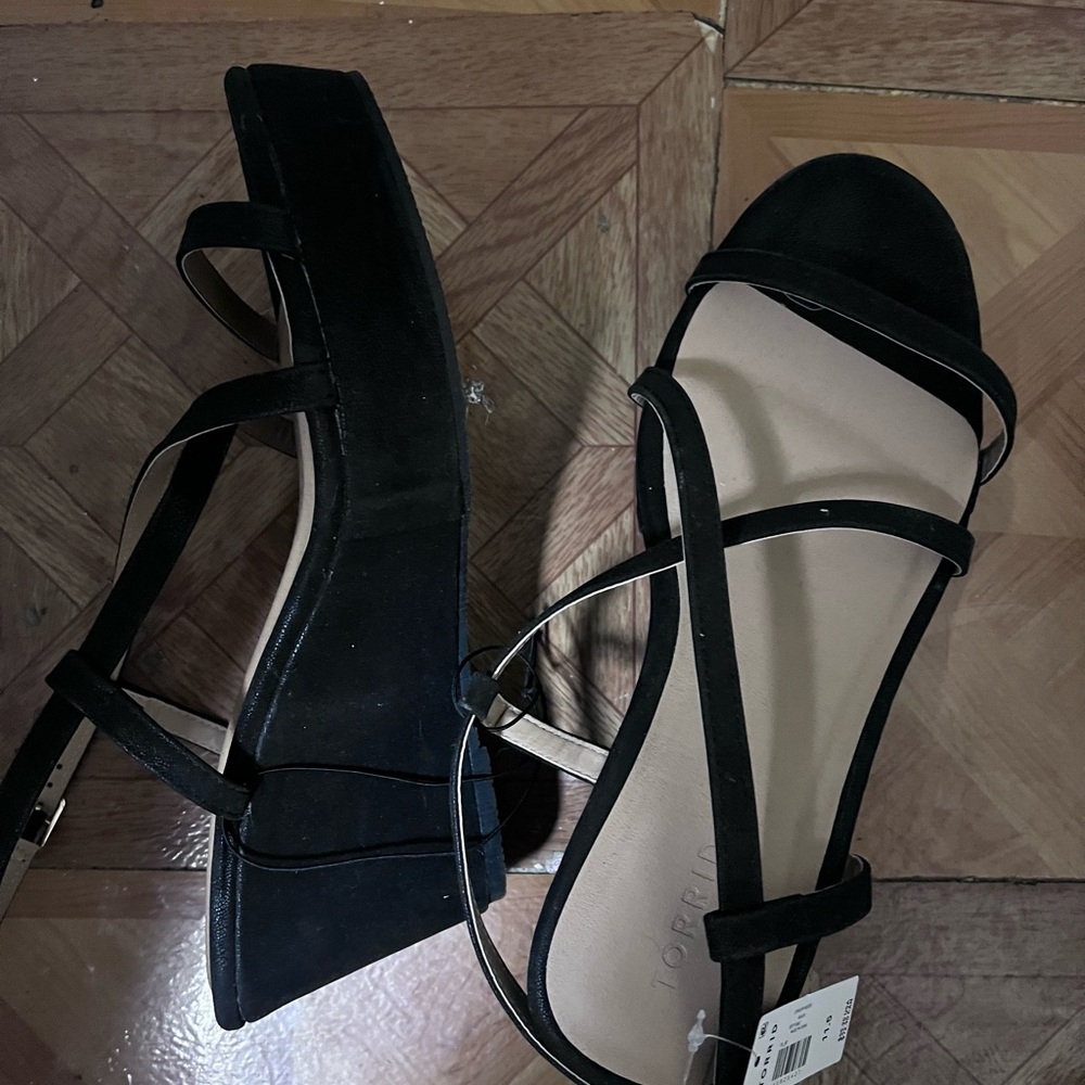 torrid Black Strappy Wedge Sandals